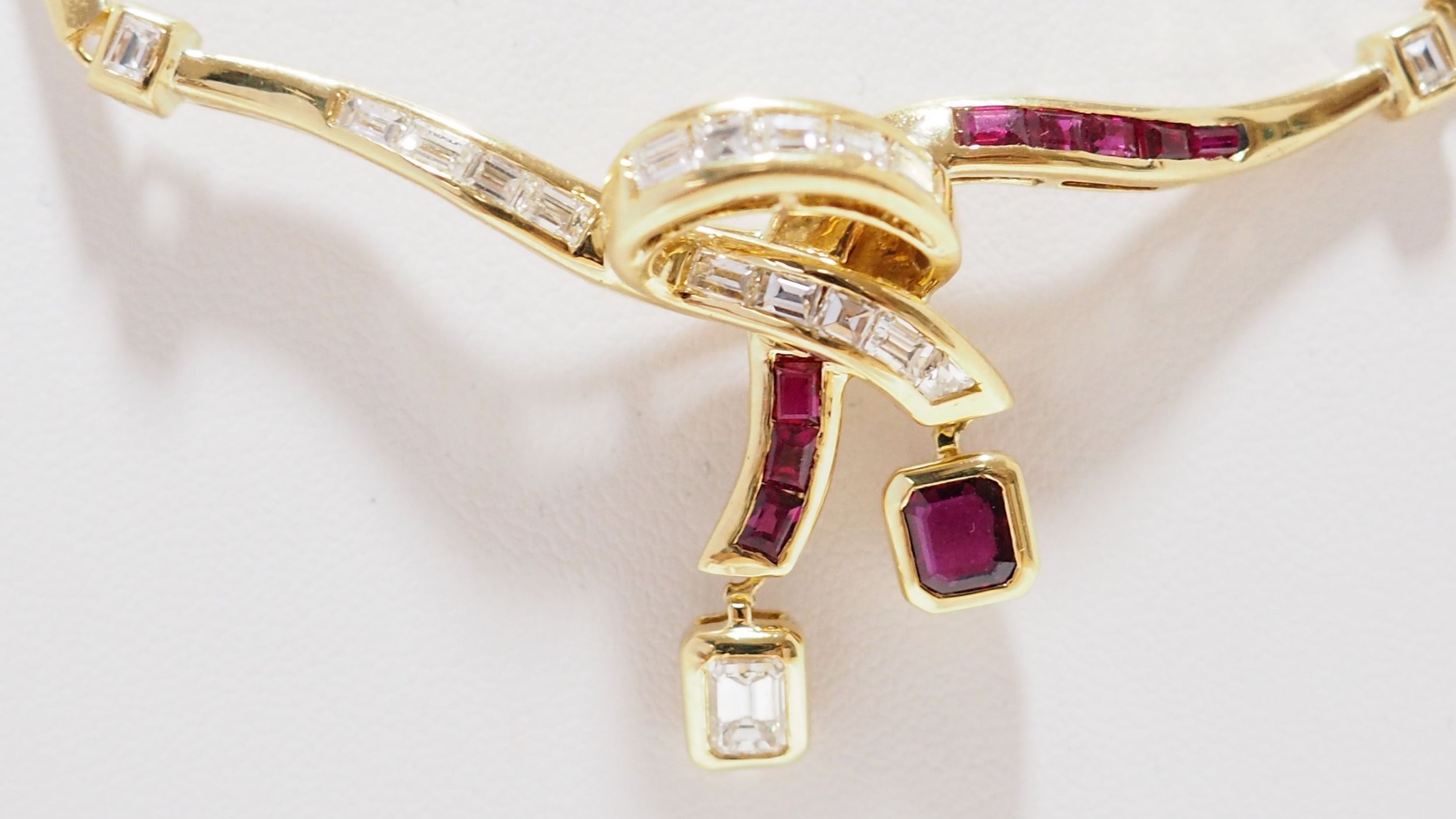 Collier Vintage En Or Jaune, Diamants Et Rubis