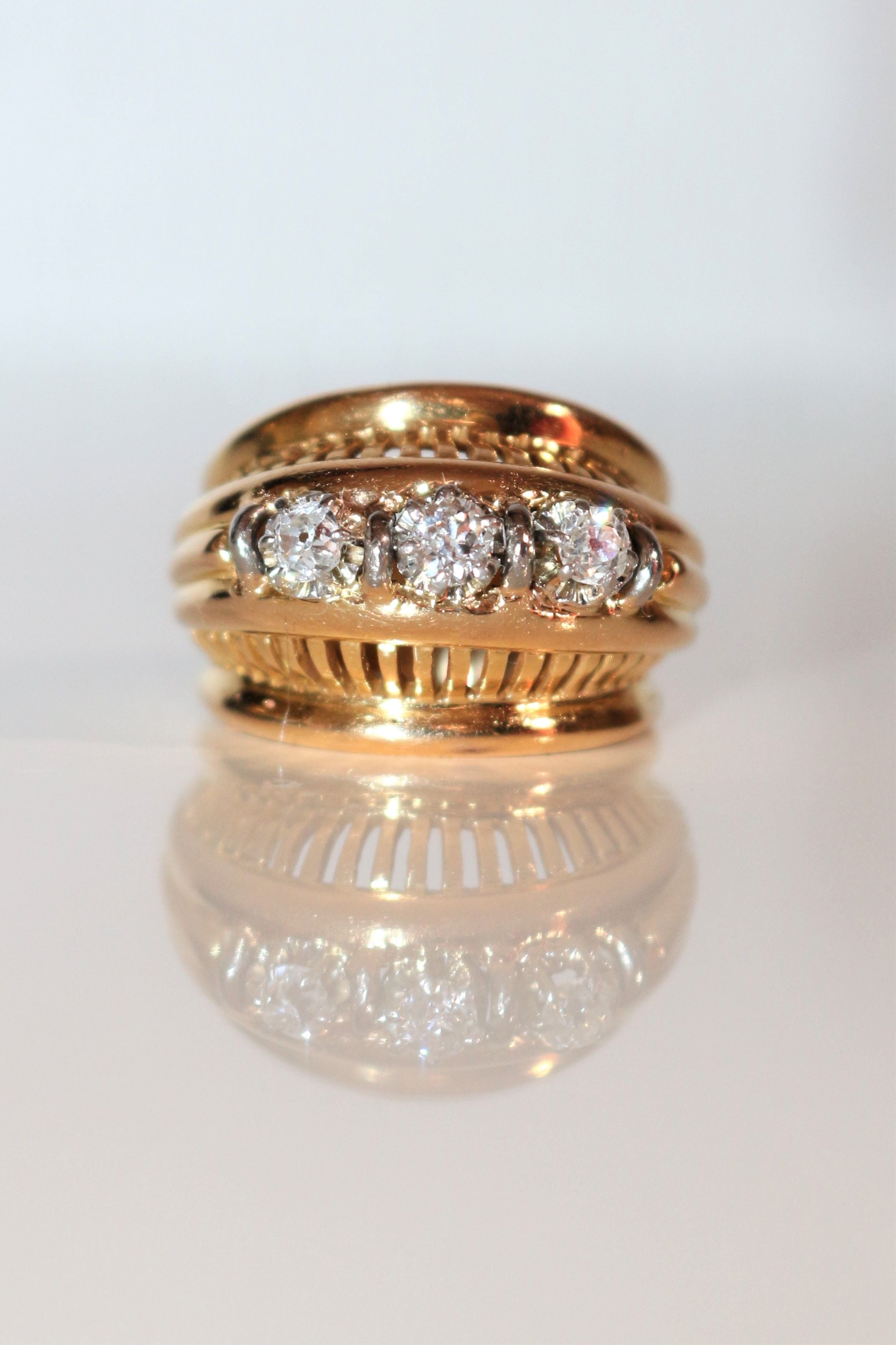 Bague Rétro Trilogie De Diamants