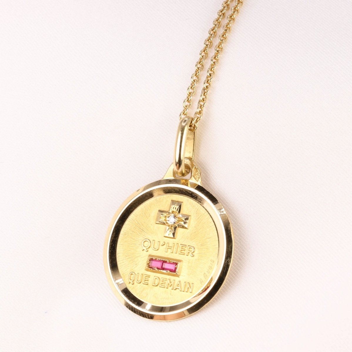Médaille Amour + Quhier "Que Demain" - Or Jaune 18 Carats (750/1000) - Occasion