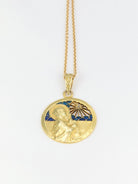 Médaille Art Nouveau Liegault en or, diamant et émail plique à jour - Castafiore
