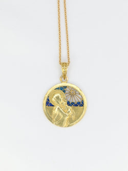 Médaille Art Nouveau Liegault en or, diamant et émail plique à jour - Castafiore