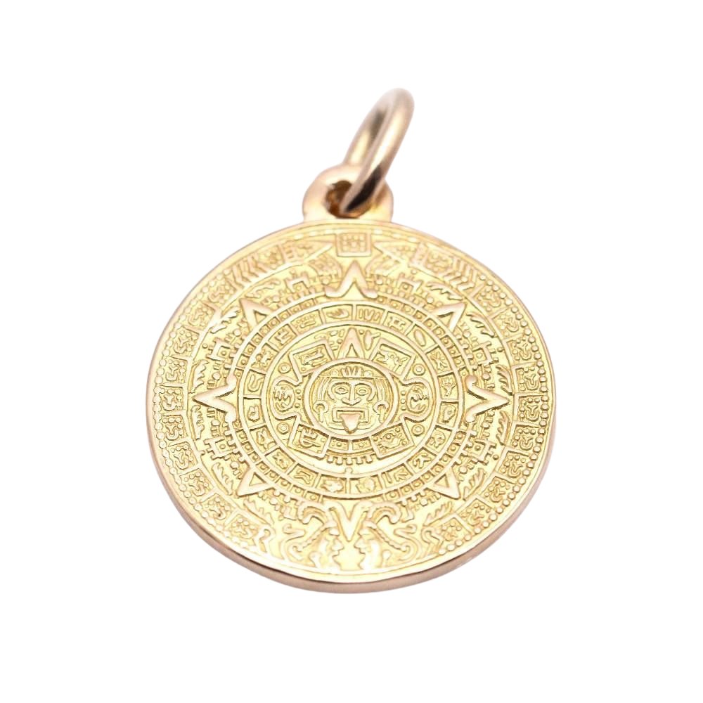 Médaille du calendrier aztèque en or jaune - Castafiore