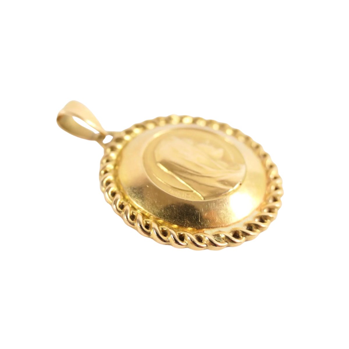 Médaille Pendentif Vierge Marie – Profil, Or Plaqué, Fabrication Française