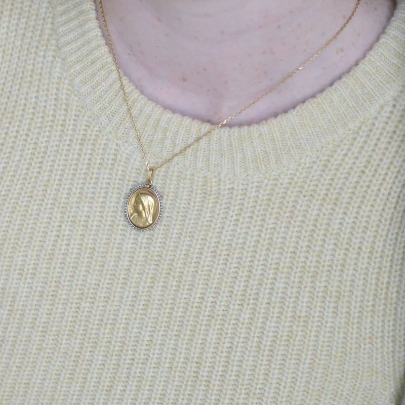 Médaille Vierge or et perles fines - Castafiore