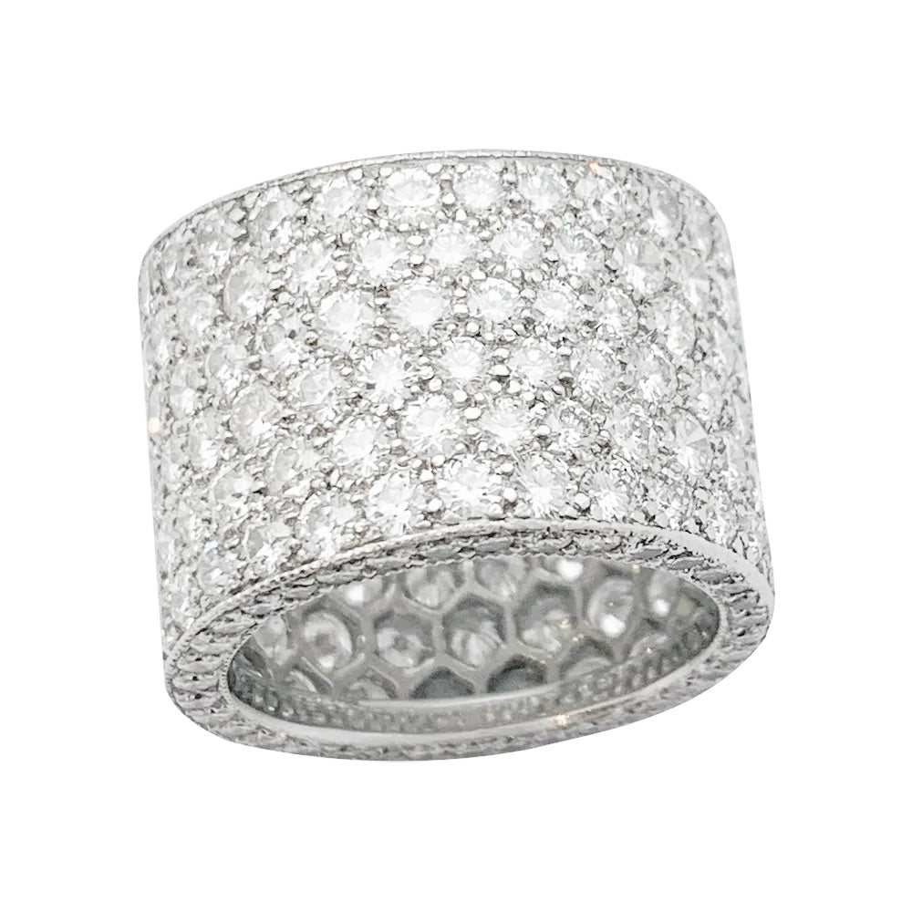 Bague bandeau en or blanc et diamants
