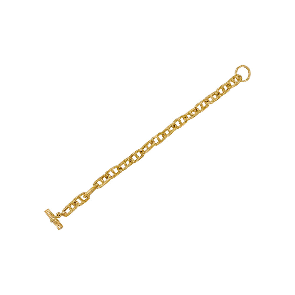 Yellow gold bracelet, navy mesh