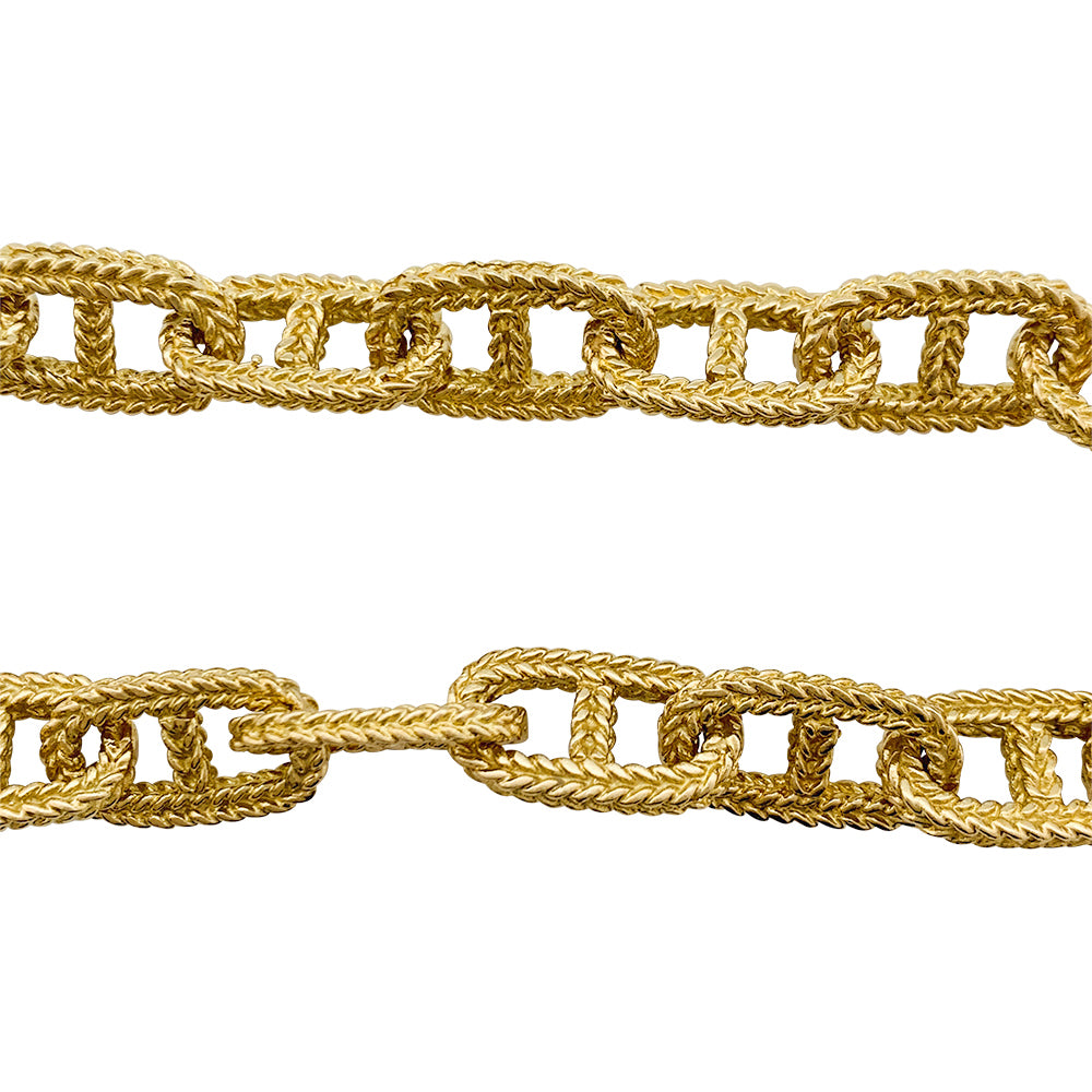 Yellow gold bracelet, navy mesh
