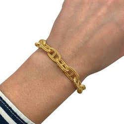 Yellow gold bracelet, navy mesh