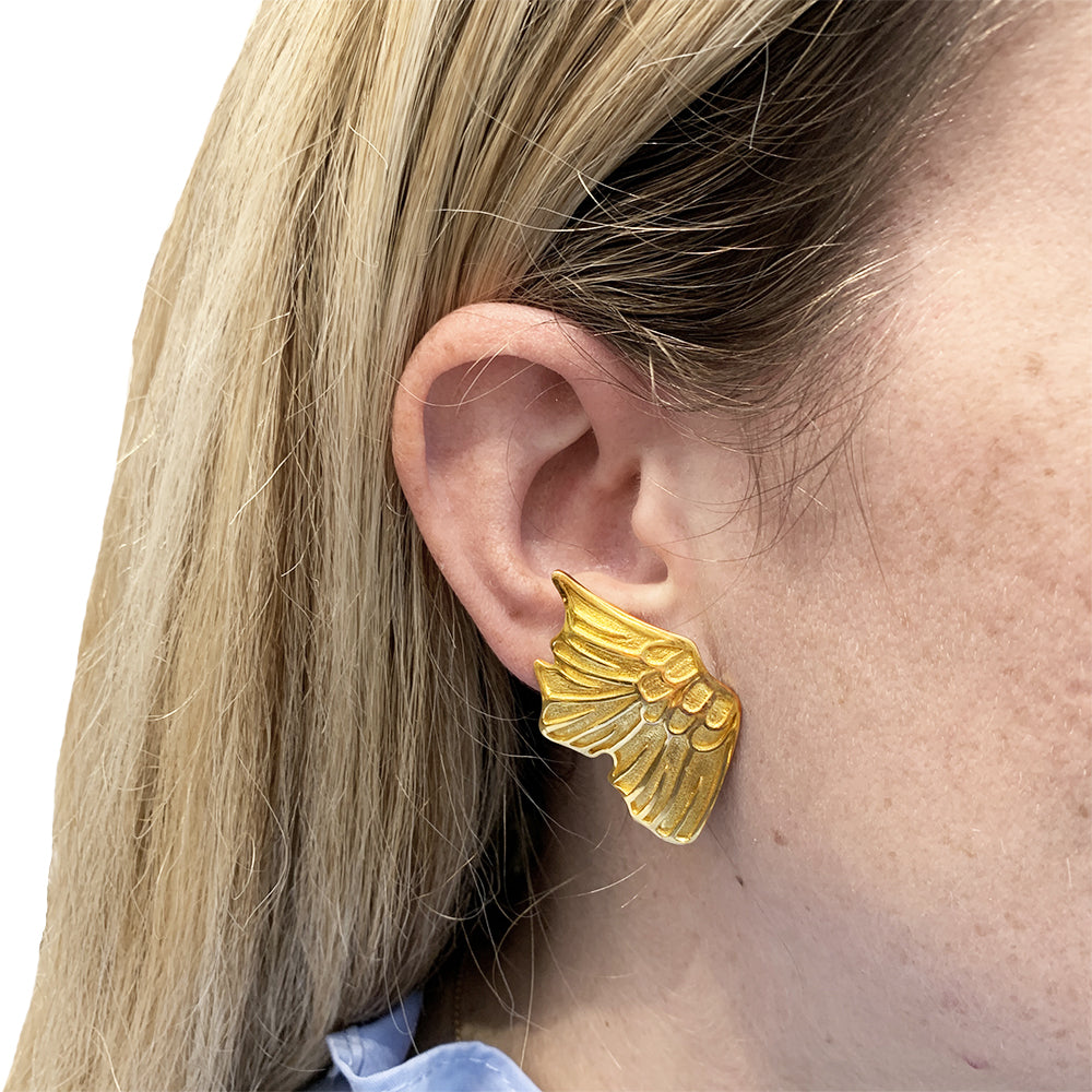 Boucles d'oreilles Lalaounis "Ailes" en or jaune