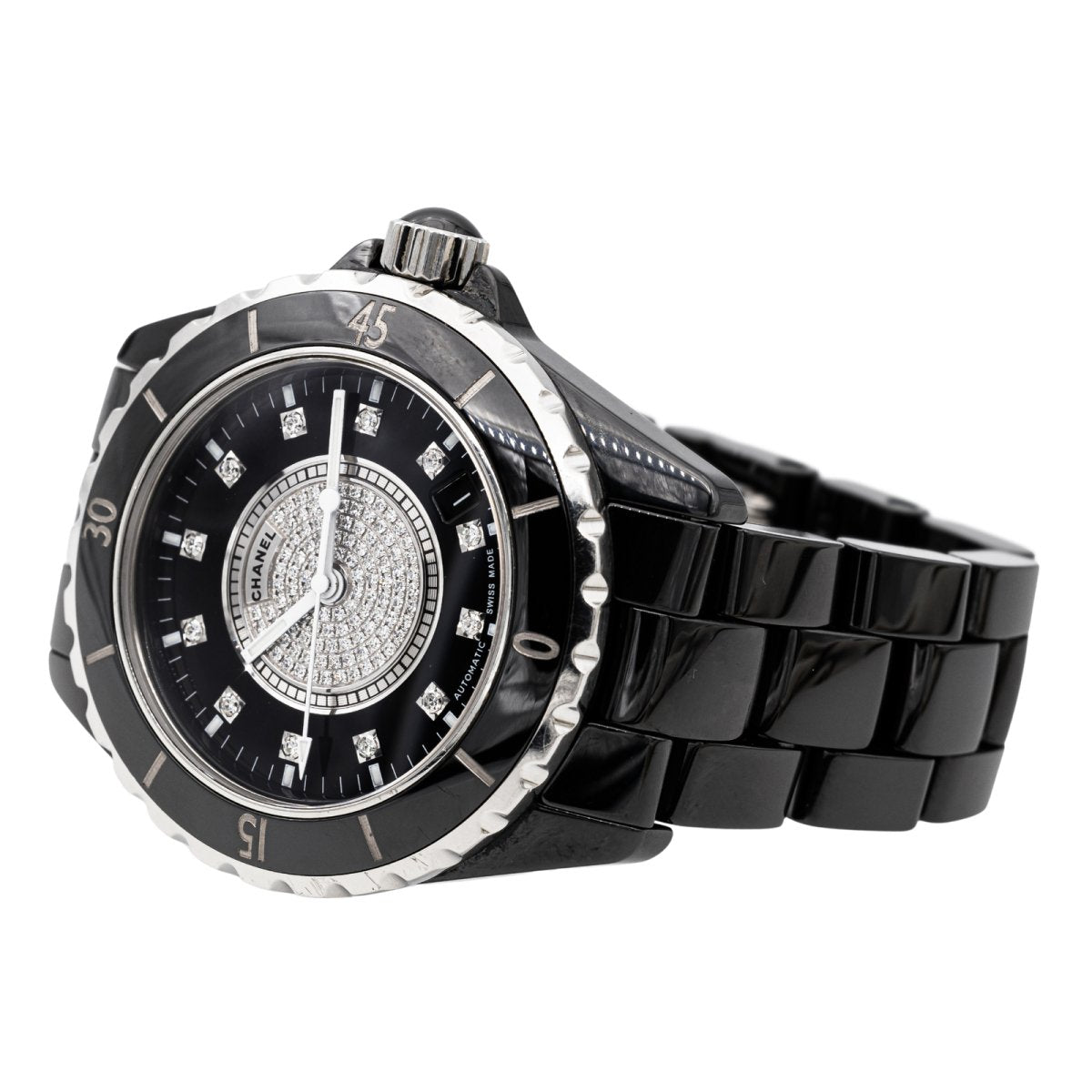 Montre Automatique CHANEL "J12" en céramique noire et diamants - Castafiore