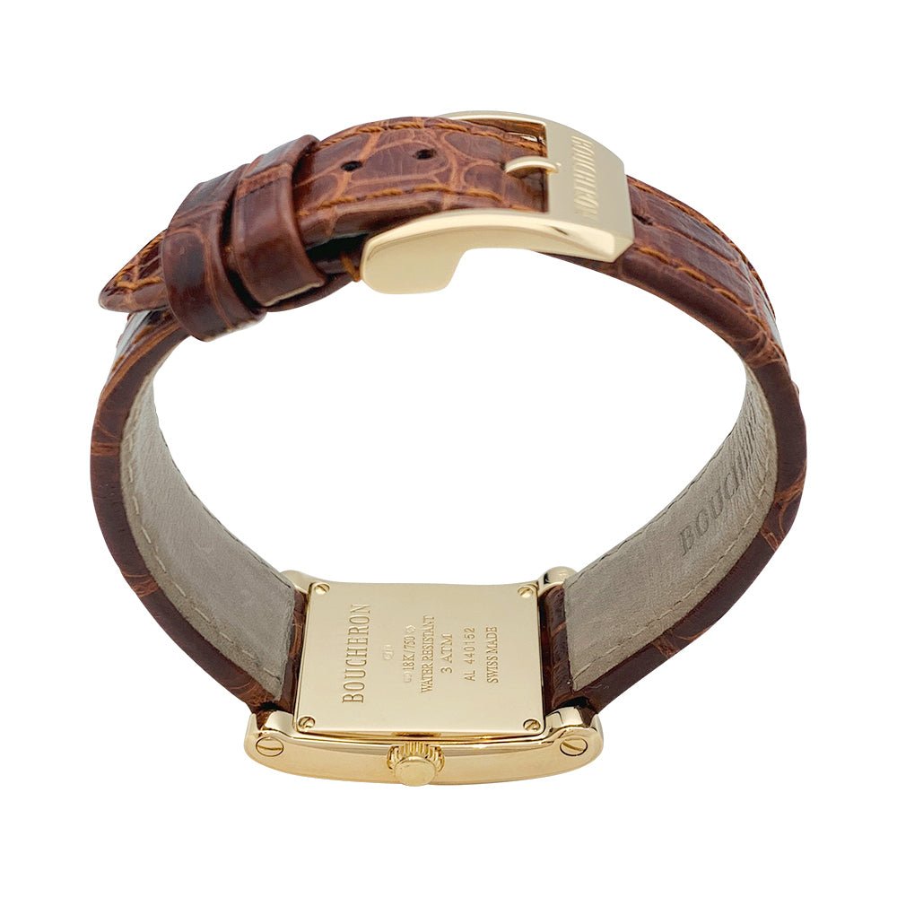 Montre Boucheron, "Reflet-Icare", or jaune, cuir. - Castafiore