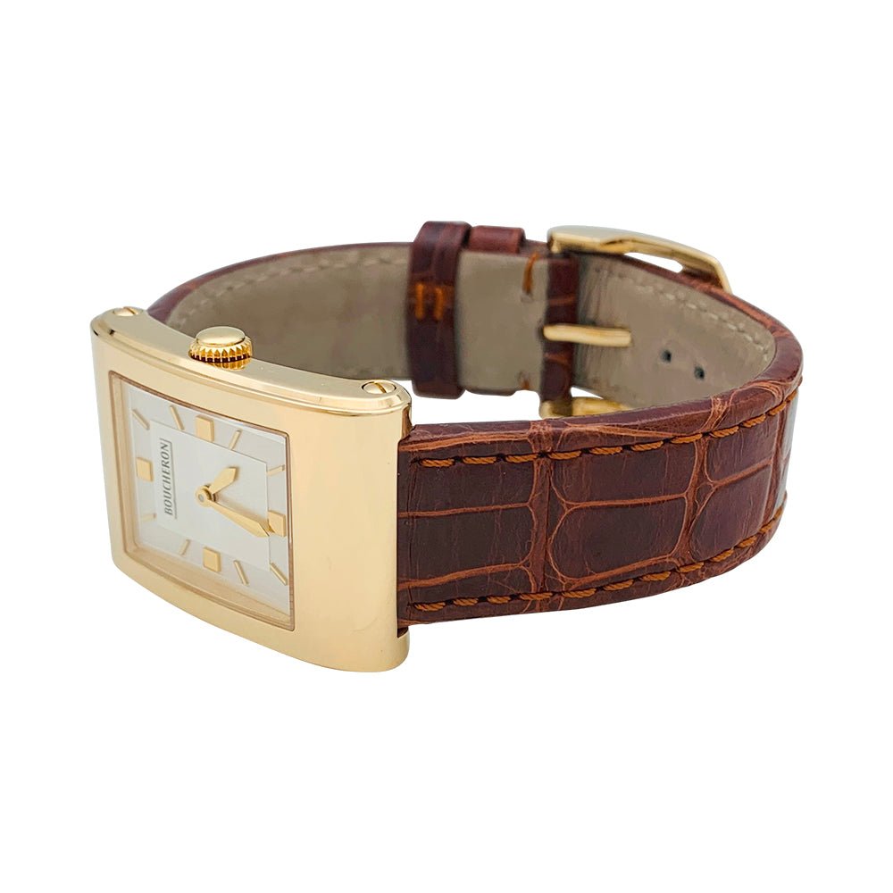 Montre Boucheron, "Reflet-Icare", or jaune, cuir. - Castafiore