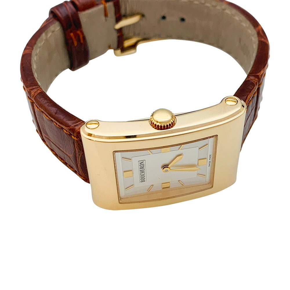 Montre Boucheron, "Reflet-Icare", or jaune, cuir. - Castafiore
