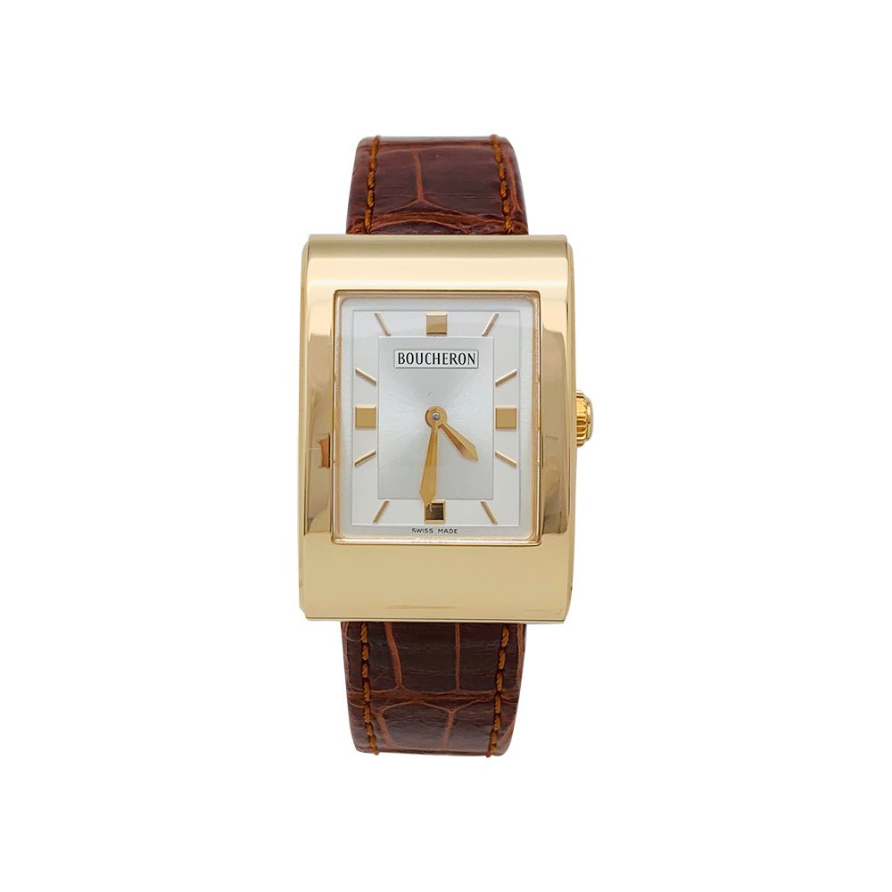 Montre Boucheron, "Reflet-Icare", or jaune, cuir. - Castafiore