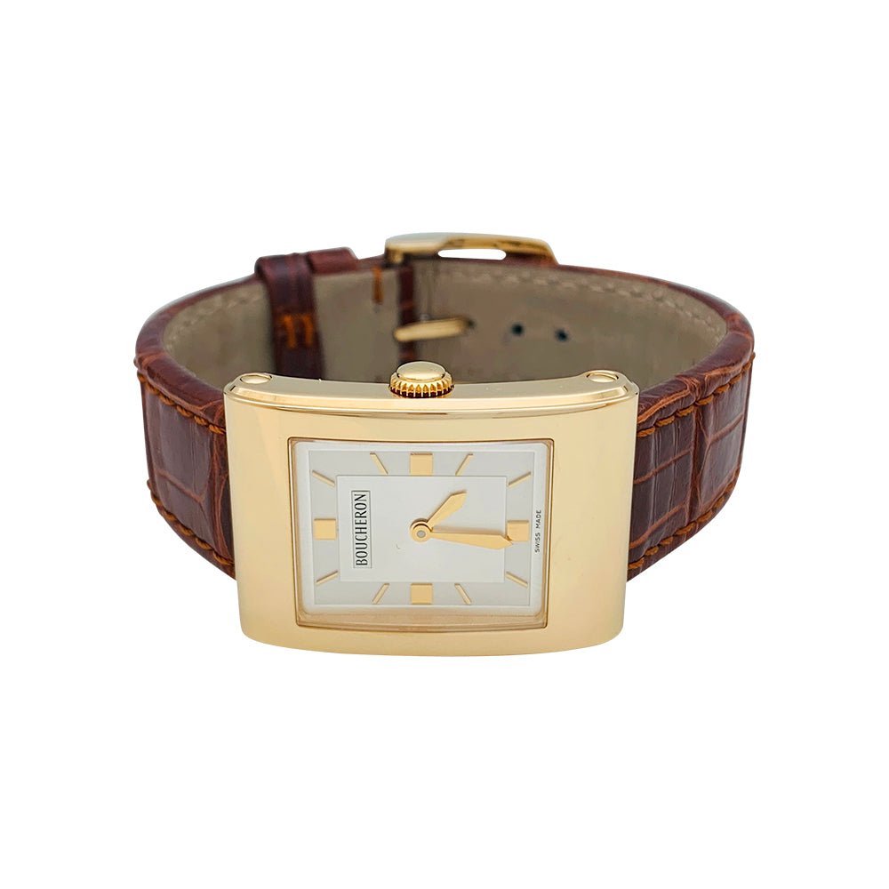 Montre Boucheron, "Reflet-Icare", or jaune, cuir. - Castafiore