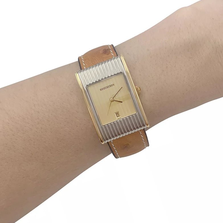 Montre Boucheron, "Reflet", or jaune, acier. - Castafiore