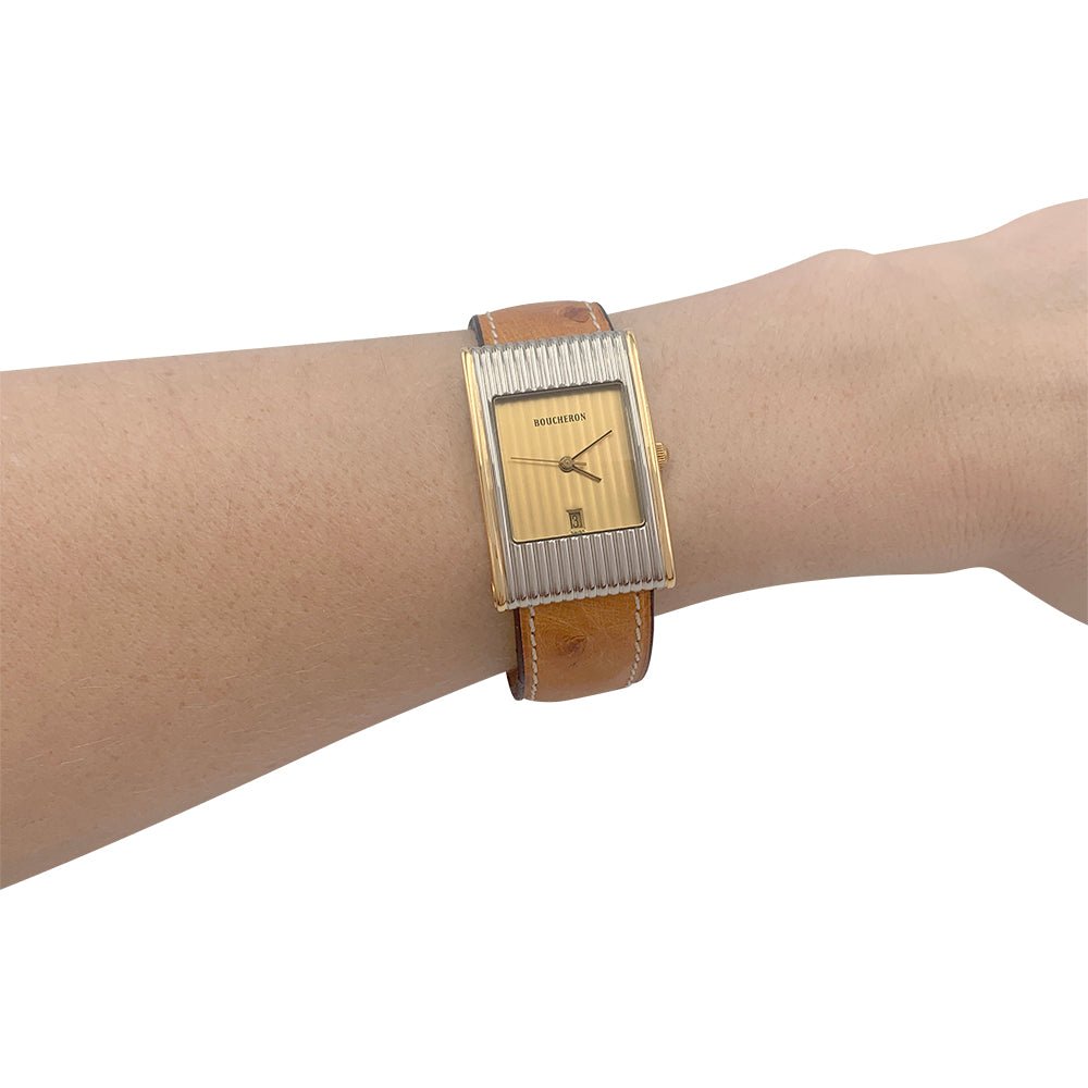 Montre Boucheron, "Reflet", or jaune, acier. - Castafiore