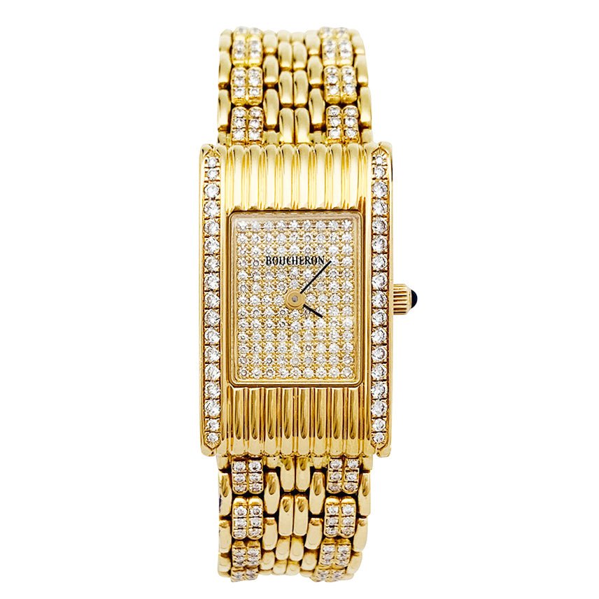 Montre Boucheron "Reflet" or jaune et diamants. - Castafiore