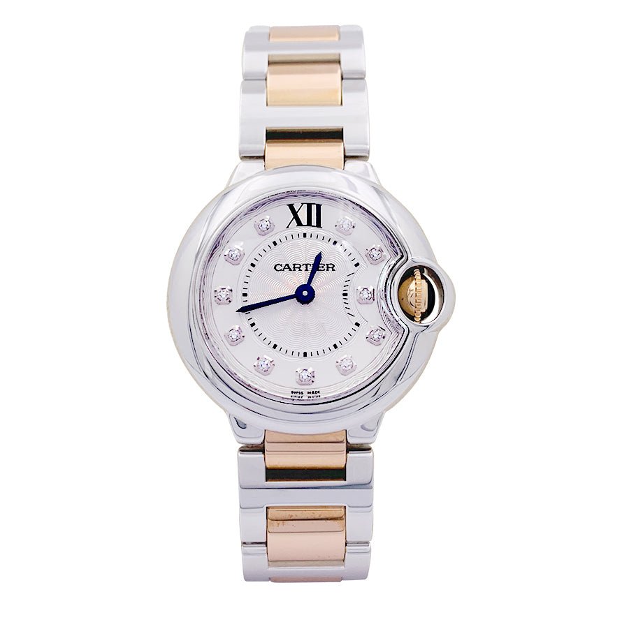 Montre CARTIER "Ballon Bleu de Cartier" en acier, or rose et diamant - Castafiore