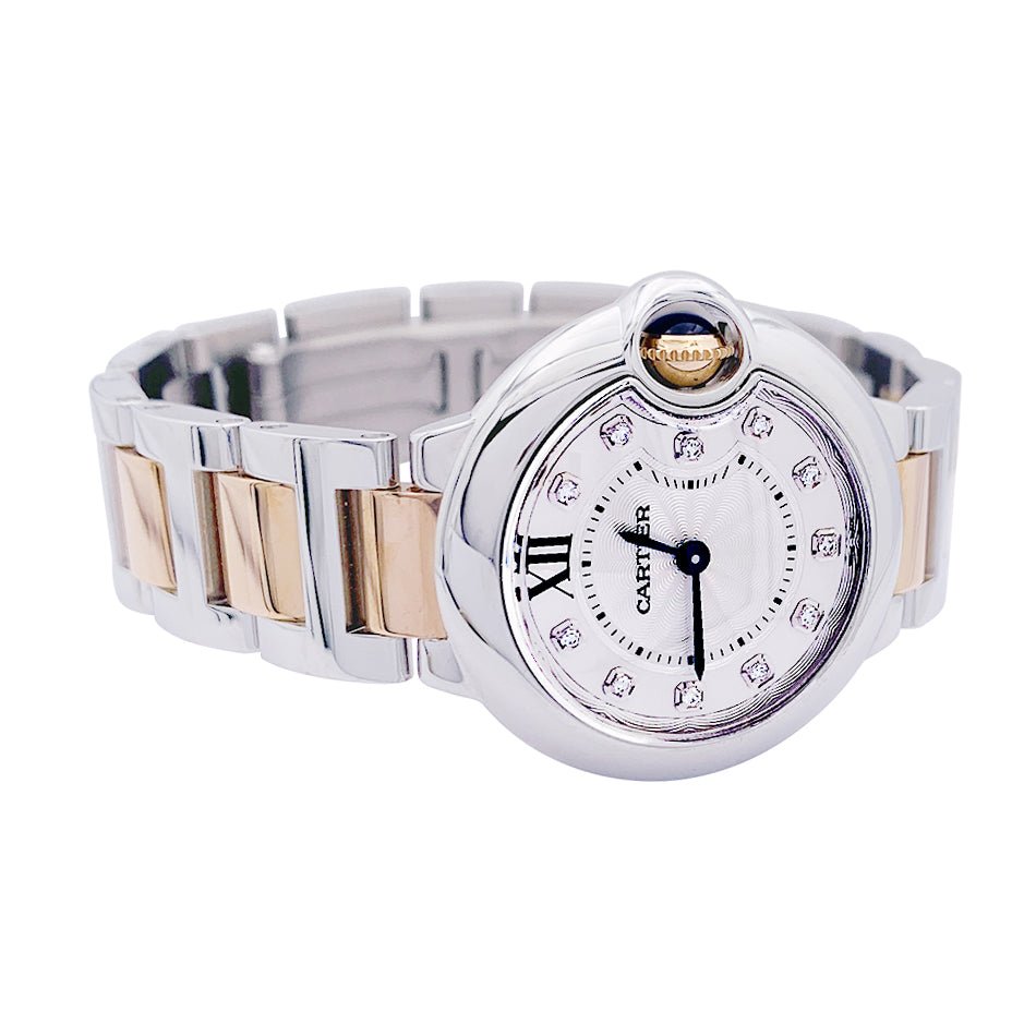 Montre CARTIER "Ballon Bleu de Cartier" en acier, or rose et diamant - Castafiore