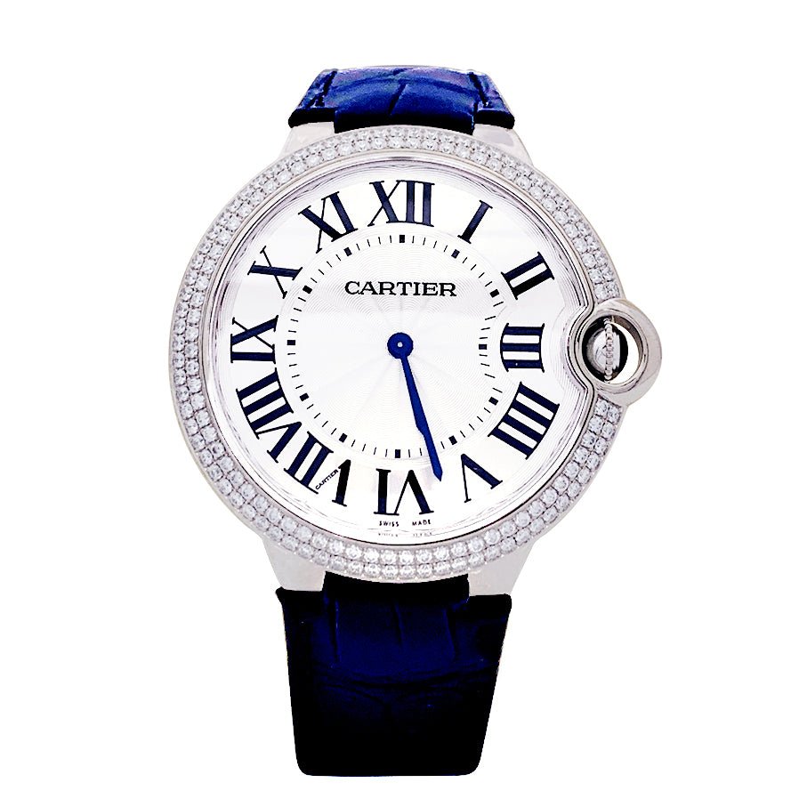 Montre CARTIER "Ballon Bleu" or blanc et diamants - Castafiore