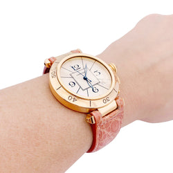 Montre Cartier "Pasha" or jaune, cuir. - Castafiore