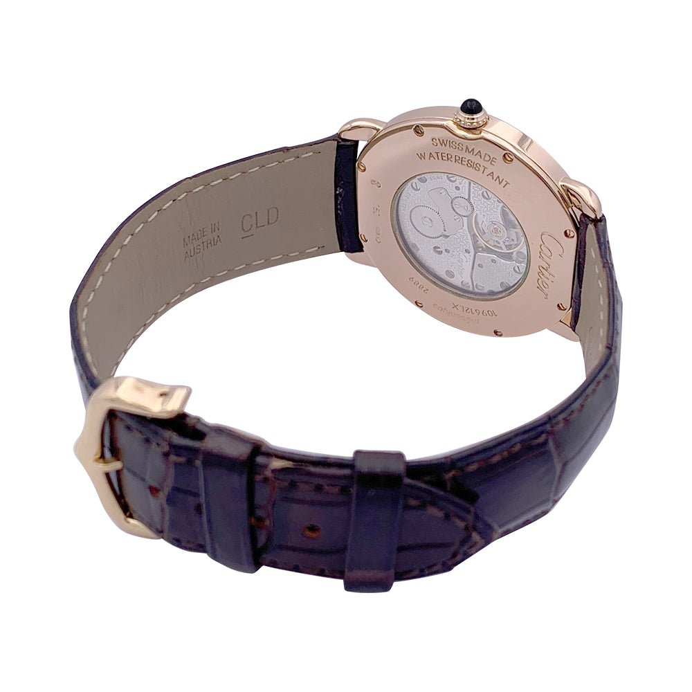 Montre Cartier, "Ronde Louis Cartier", or rose, cuir. - Castafiore