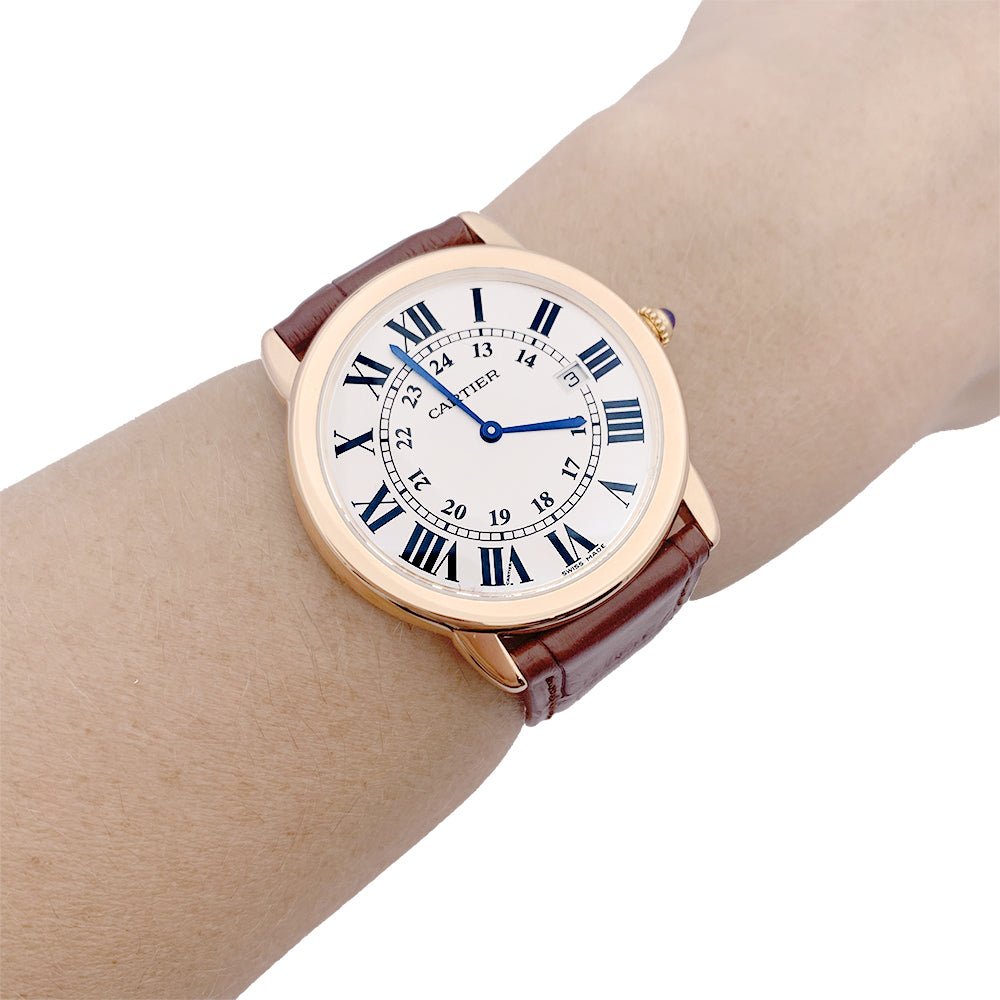 Montre CARTIER "Ronde Solo" or rose, acier et cuir. - Castafiore