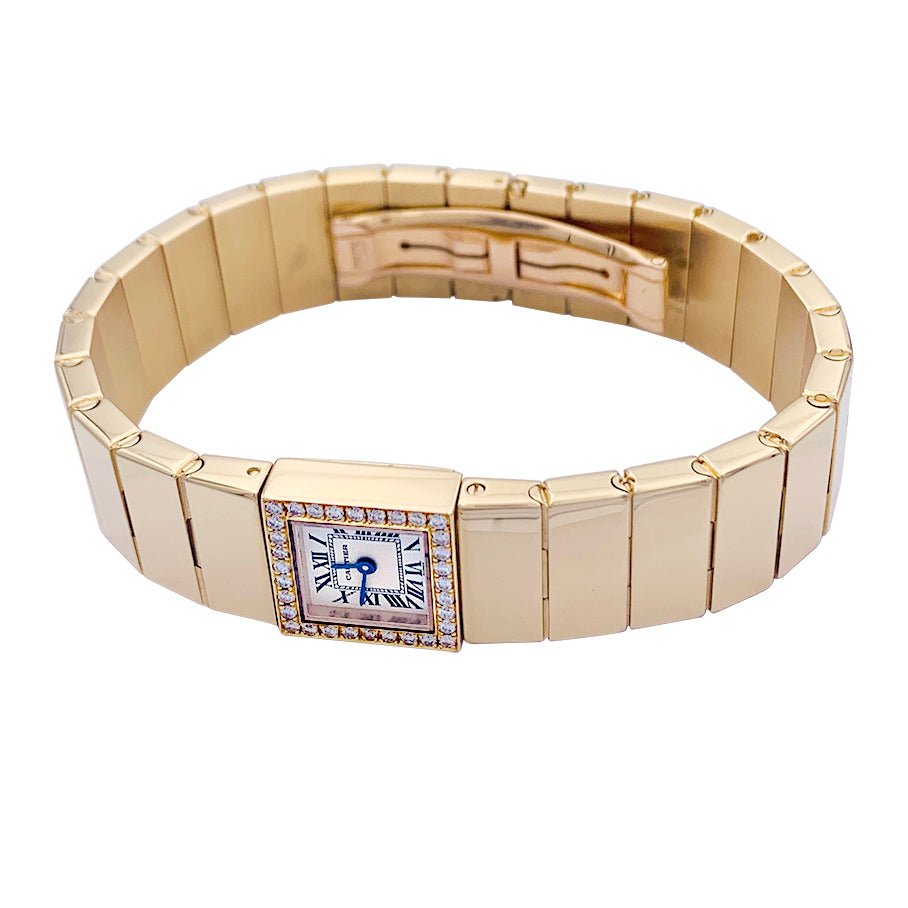 Montre Cartier, "Tank Lingot", or jaune, diamants. - Castafiore