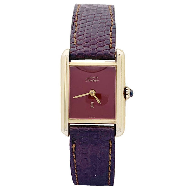 Watch Cartier Tank Must silver gold plated red lacquered dial