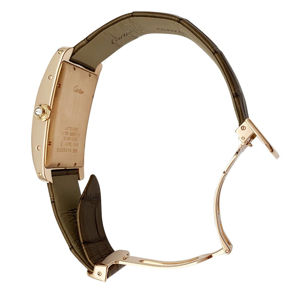 Montre Cartier,"Tank Américaine", or rose, diamants. - Castafiore