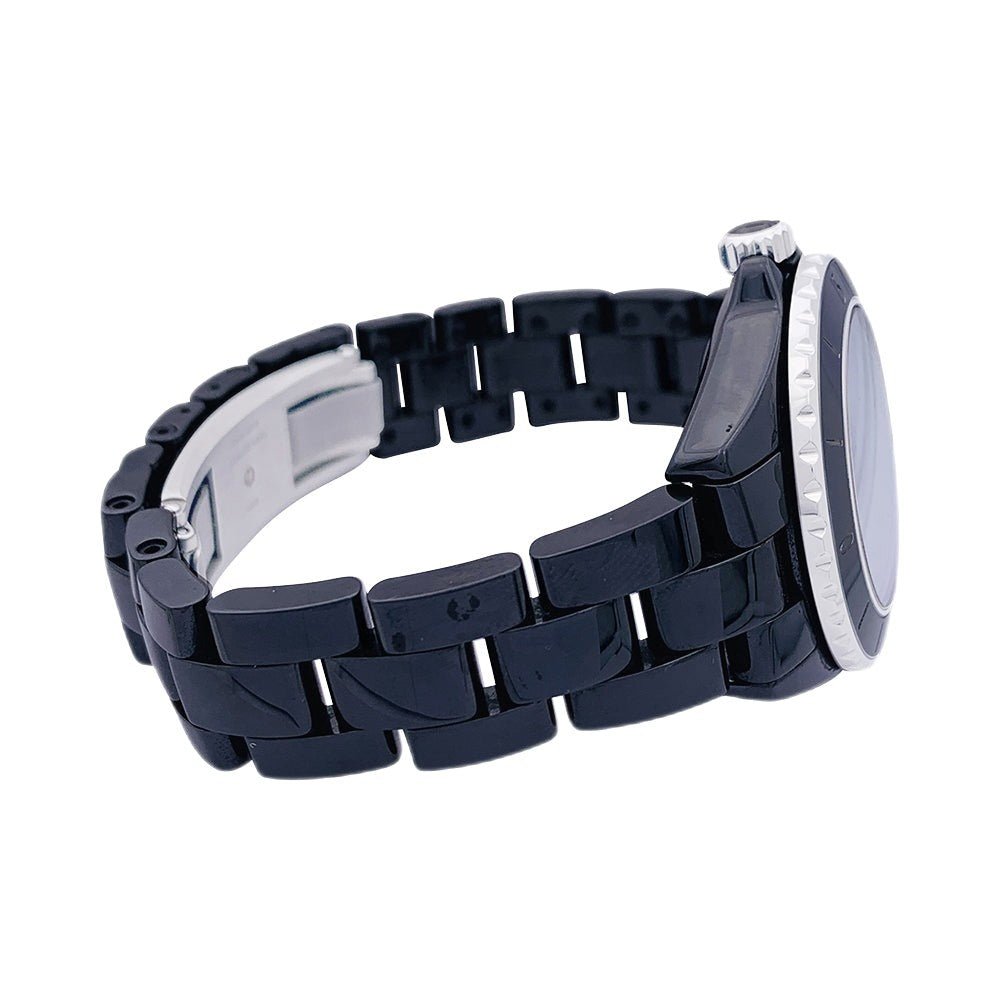 Montre CHANEL "J12", céramique noire et acier - Castafiore
