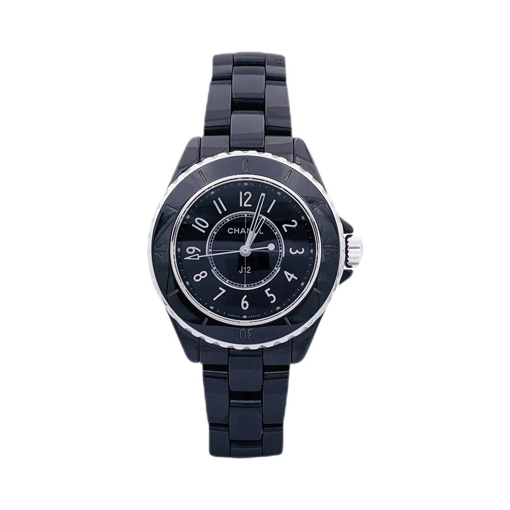 Montre CHANEL "J12", céramique noire et acier - Castafiore