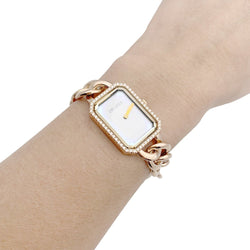 Montre Chanel, "Première Chaîne Gourmette", or rose, diamants. - Castafiore