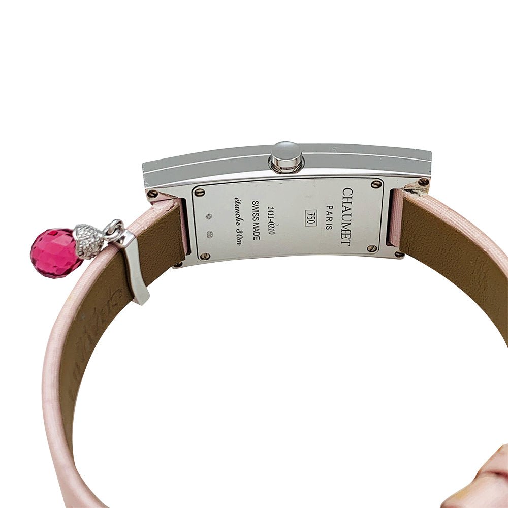 Montre CHAUMET "Frisson" en or blanc, diamants, nacre et tourmaline - Castafiore