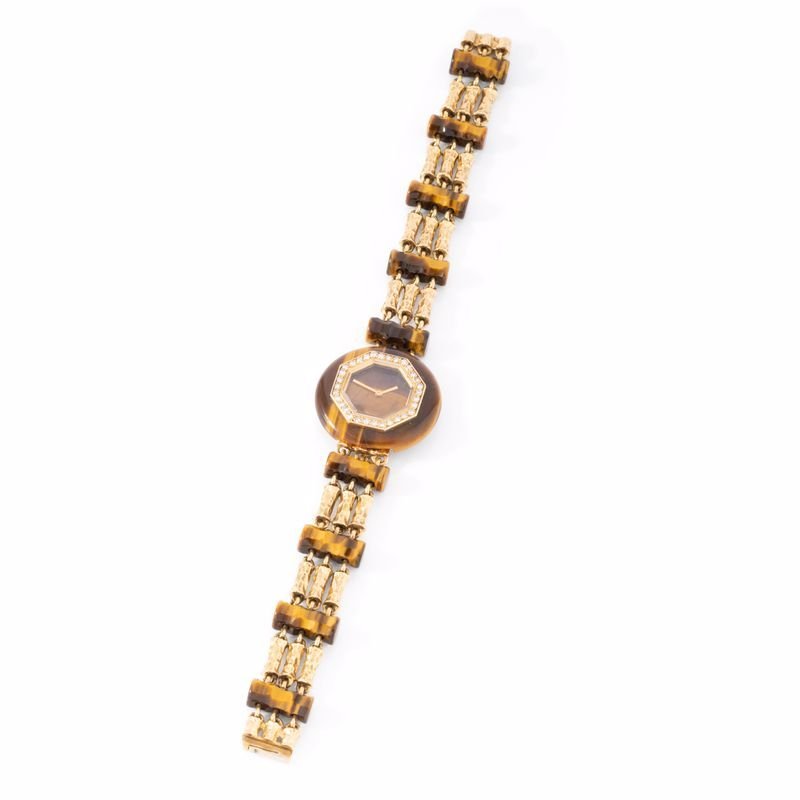 Montre de dame en or jaune et oeil du tigre - Castafiore