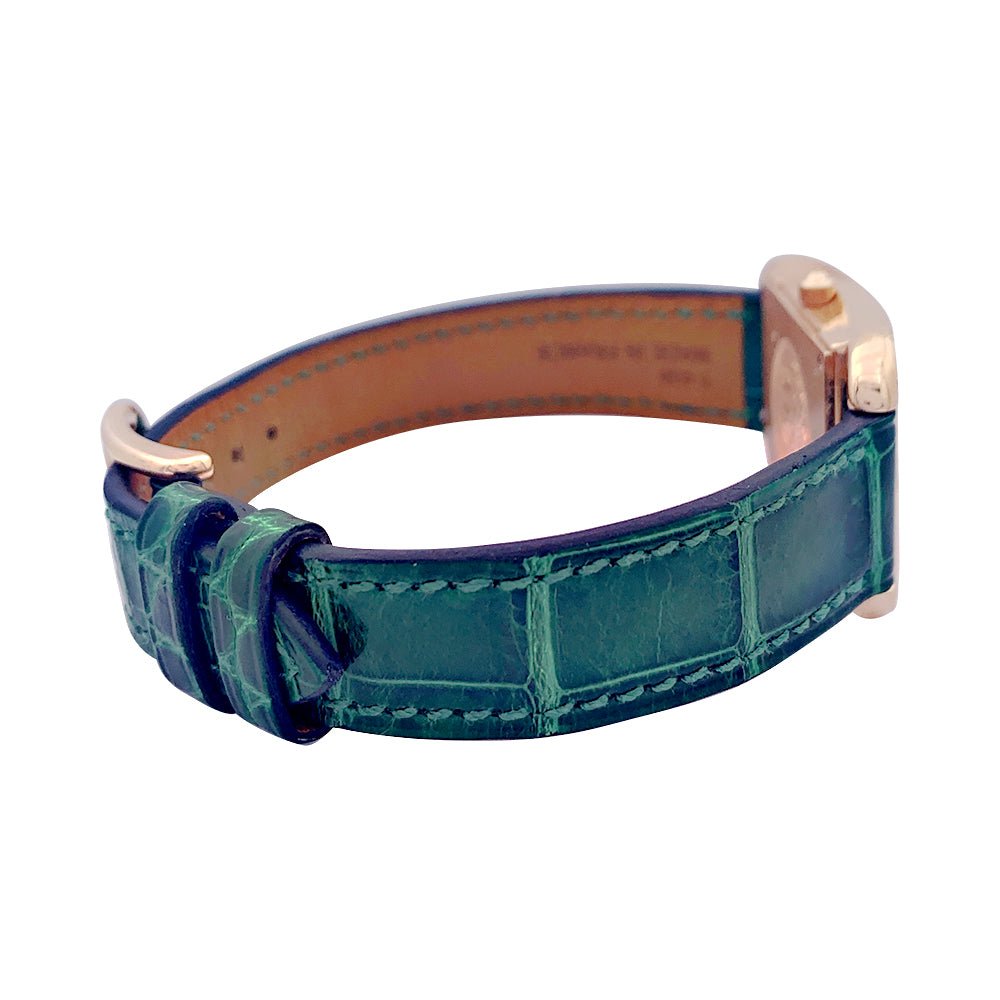 Montre HERMÈS, "Cape Cod", or rose, diamants, cuir. - Castafiore