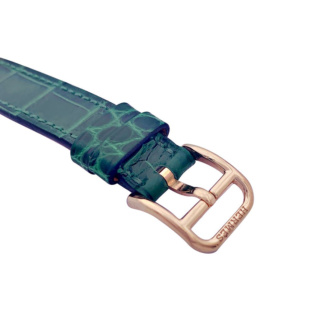 Montre HERMÈS, "Cape Cod", or rose, diamants, cuir. - Castafiore