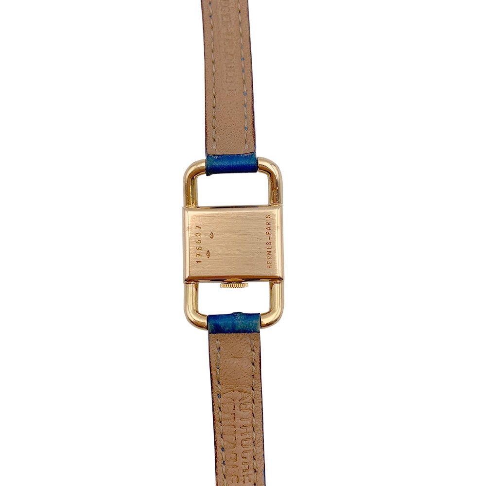 Montre Jaeger Lecoultre & Hermès, "Etrier", or jaune, bracelet cuir. - Castafiore