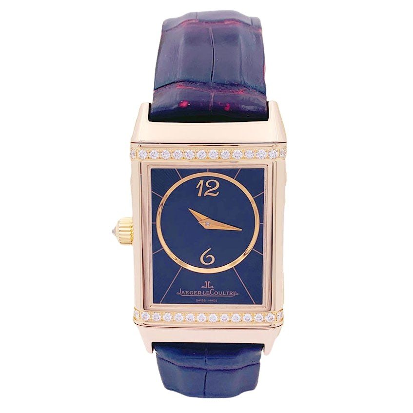 Montre JAEGER-LECOULTRE "Reverso Duetto", en or rose et diamants - Castafiore