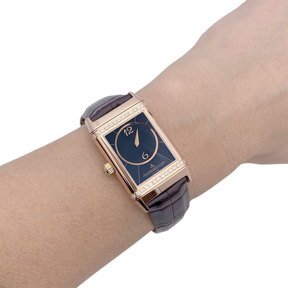 Montre JAEGER-LECOULTRE "Reverso Duetto", en or rose et diamants - Castafiore