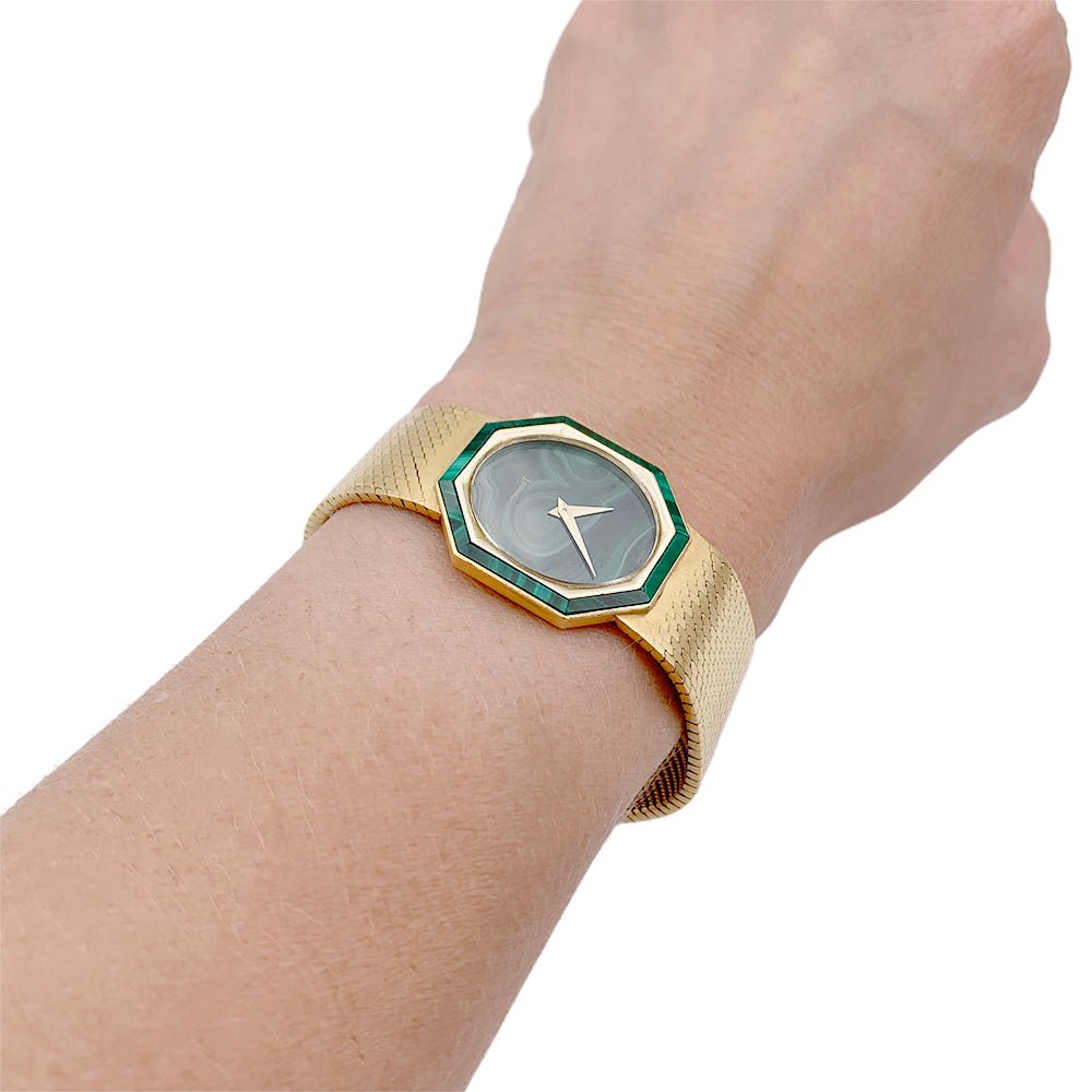 Montre PIAGET en or jaune et malachite - Castafiore