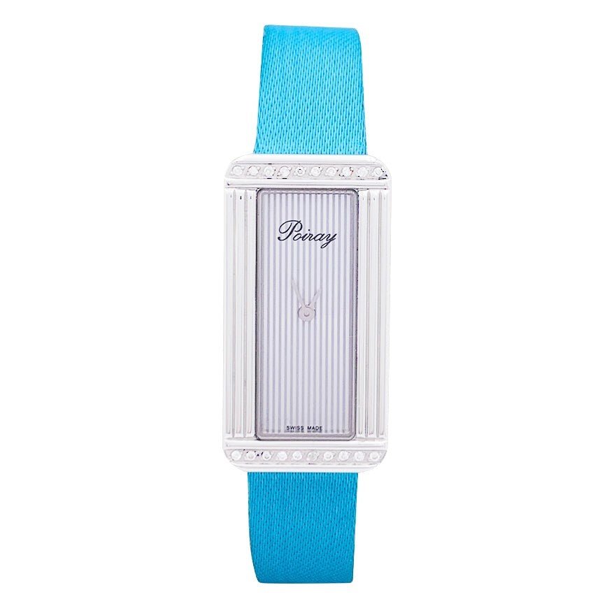 Montre POIRAY "Ma Première Allongée" en acier, argent, cuir et diamants - Castafiore