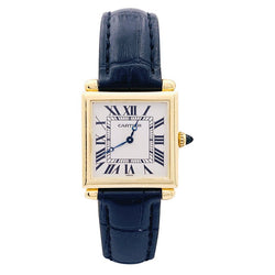 Montre Quartz CARTIER "Tank Obus" en or jaune et cuir - Castafiore