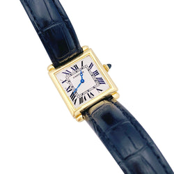 Montre Quartz CARTIER "Tank Obus" en or jaune et cuir - Castafiore