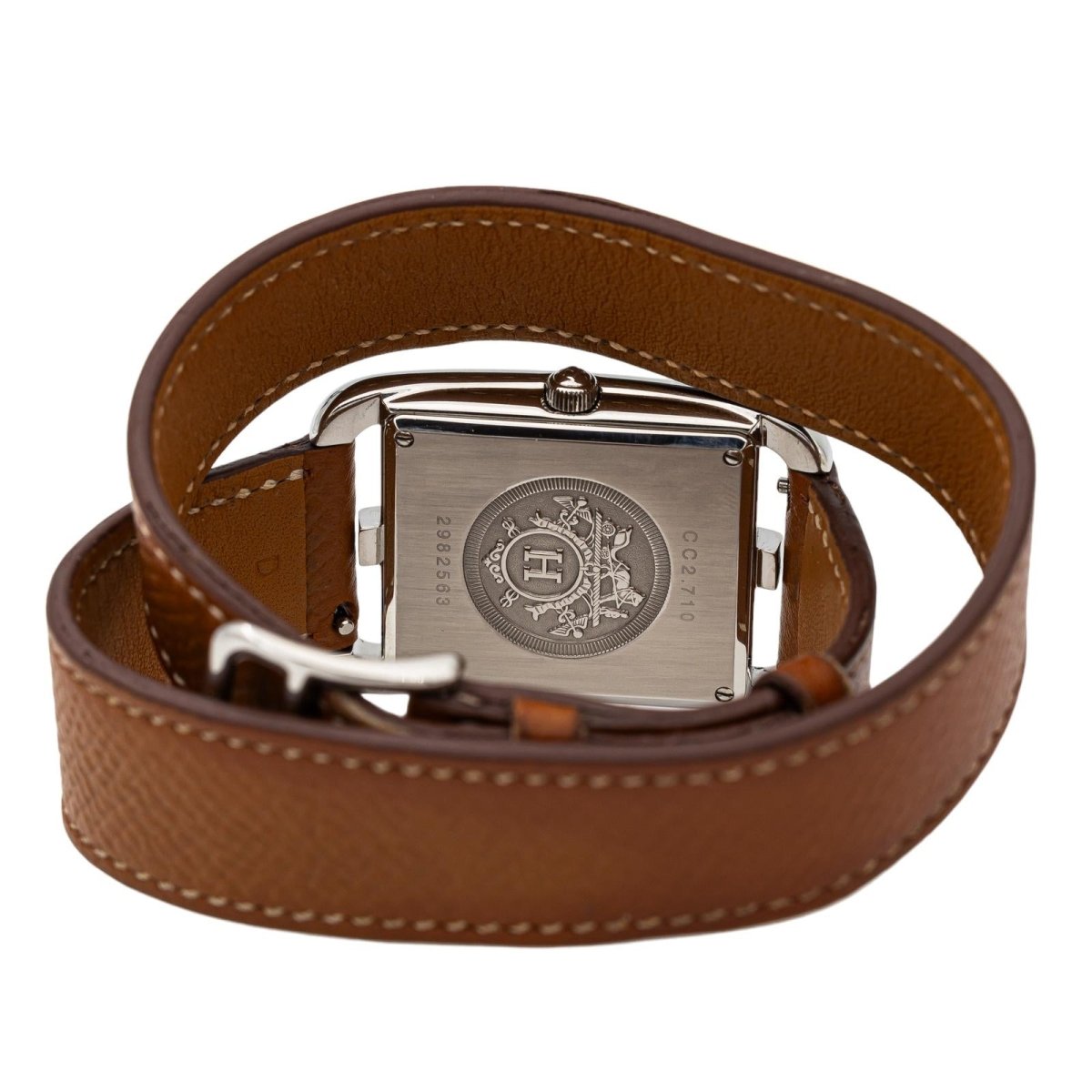 Montre Quartz HERMES "Cape Cod" en cuir et acier - Castafiore