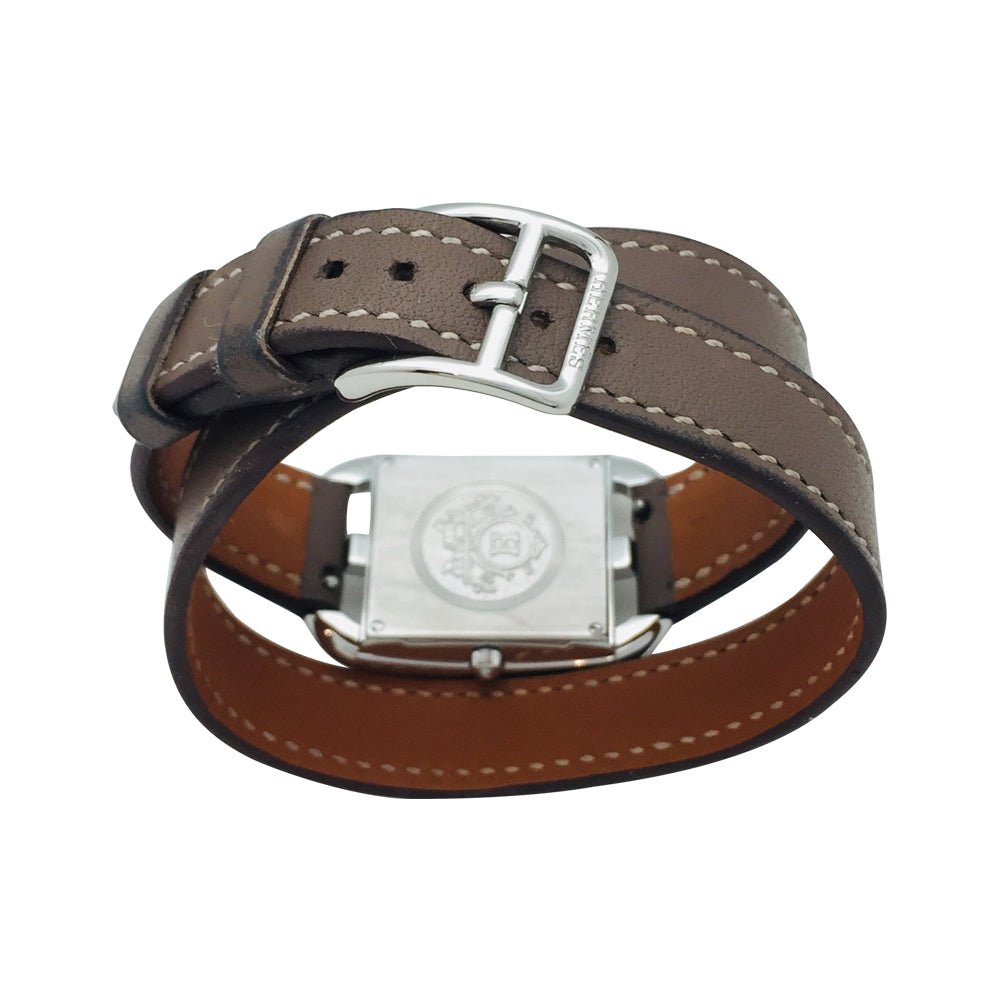 Montre Quartz HERMÈS "Cape Cod" PM en acier et cuir - Castafiore