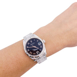 Montre ROLEX "Oyster Perpetual Datejust", acier et diamants - Castafiore