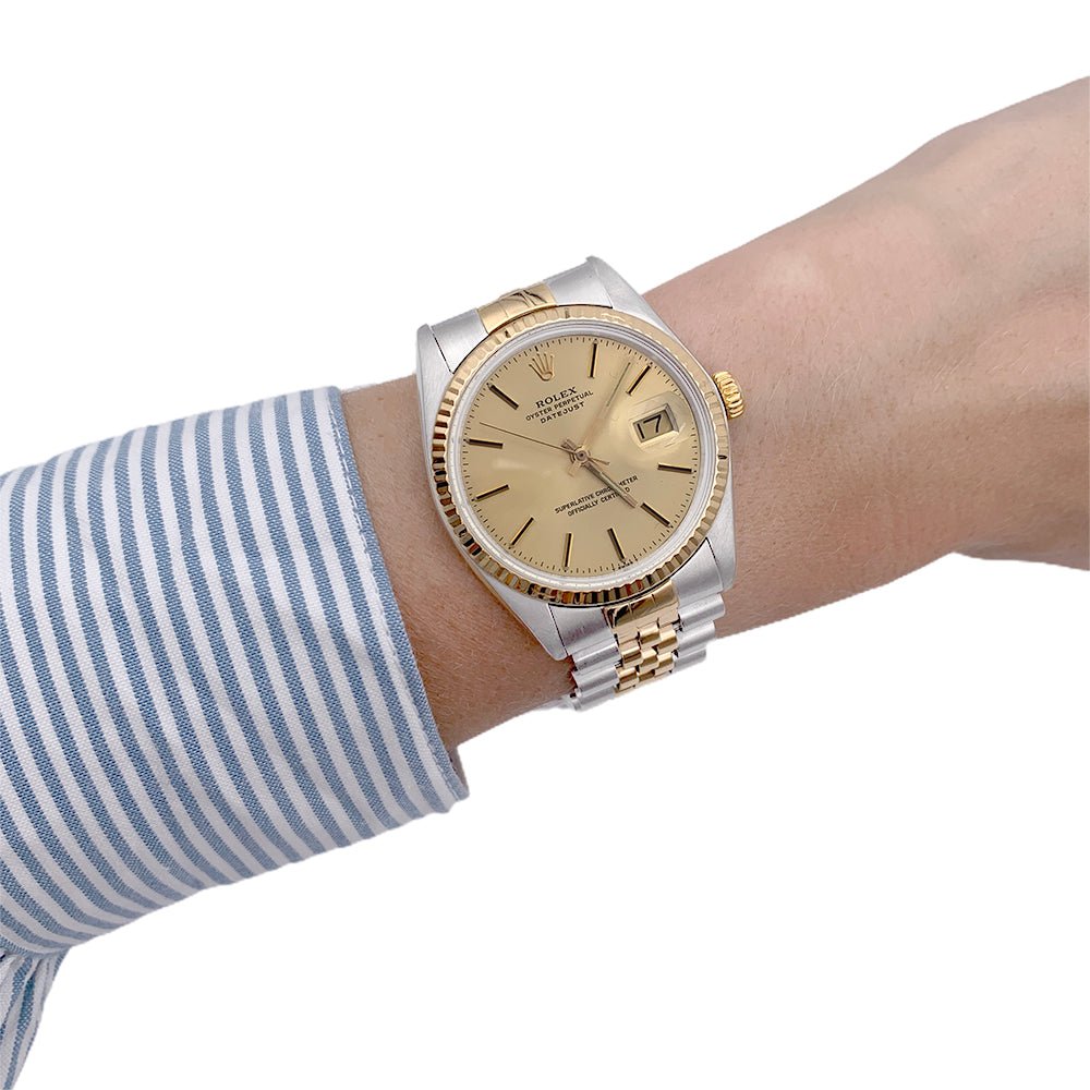 Montre ROLEX "Oyster Perpetual Datejust", or jaune et acier. - Castafiore