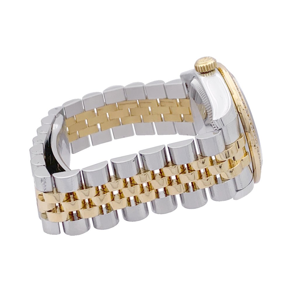 Montre ROLEX "Oyster Perpetual Datejust"en or jaune, acier, nacre et diamants - Castafiore